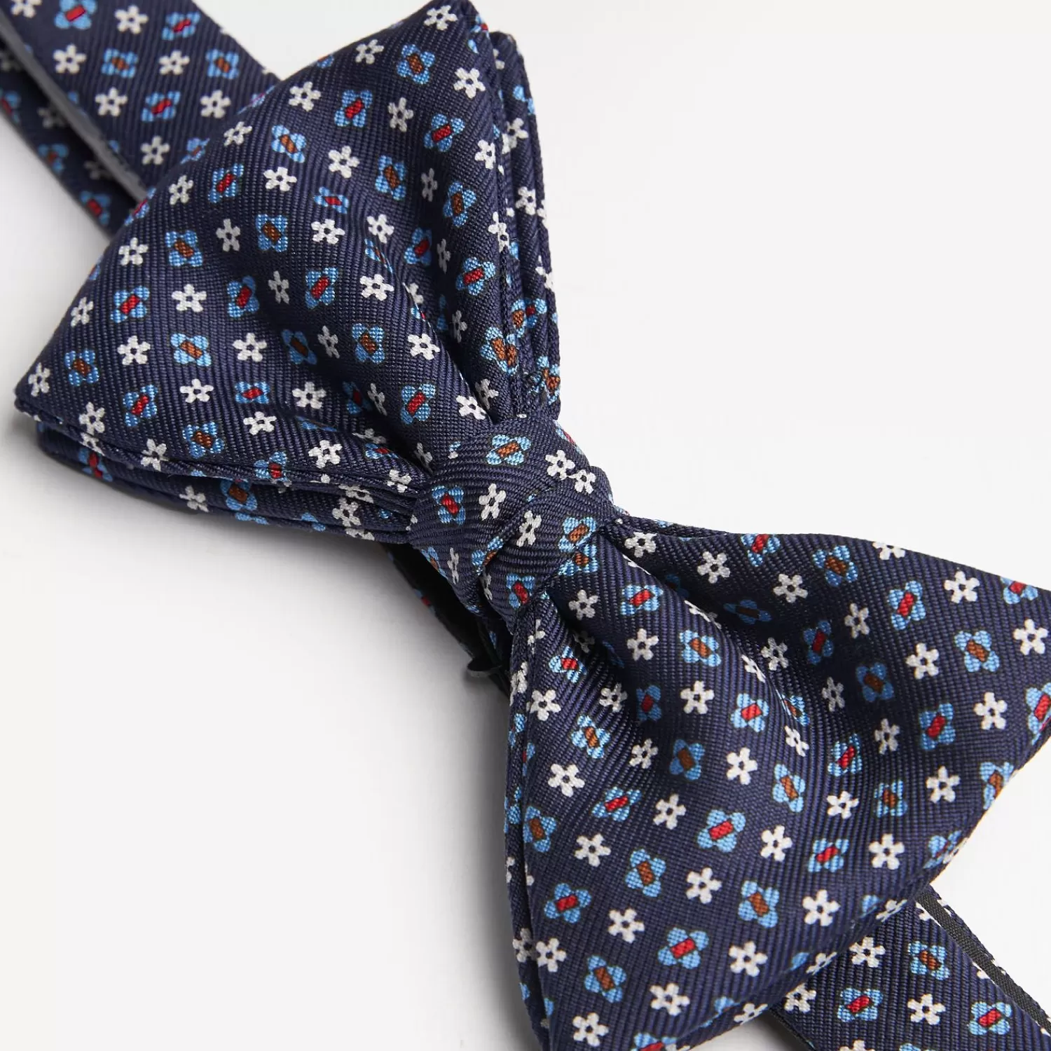 Dark Blue Pre-Knotted Silk Bowtie- Small Flower Pattern>E.Marinella Hot