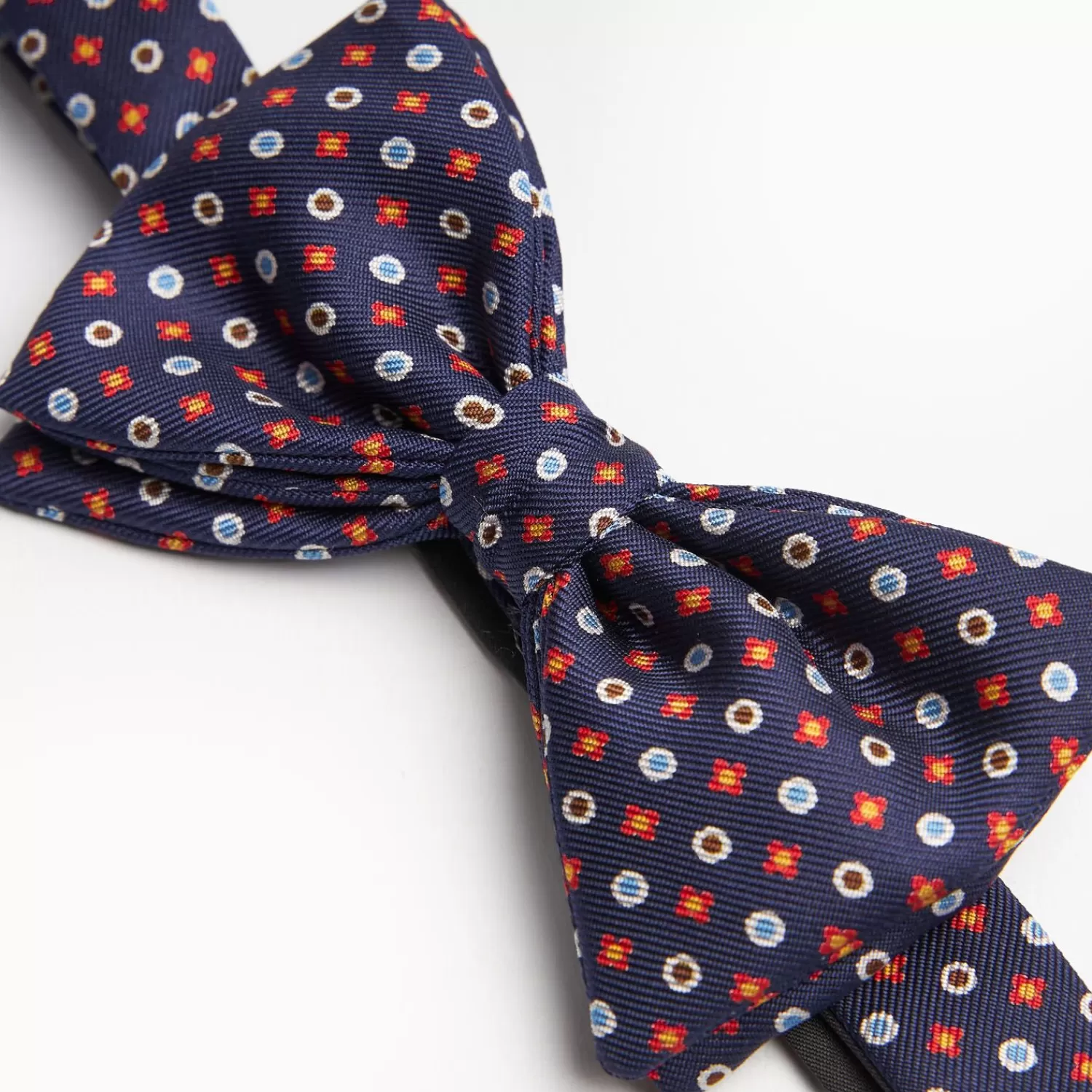 Dark Blue Pre-Knotted Silk Bowtie- Small Flower Pattern>E.Marinella Clearance