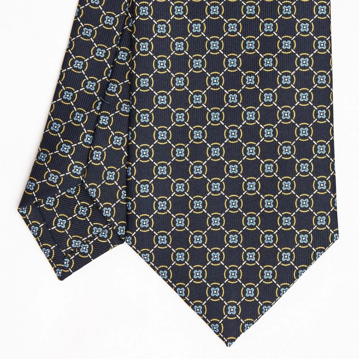 Dark Blue Sartorial Classic Silk Tie - Large Flower Pattern>E.Marinella Discount