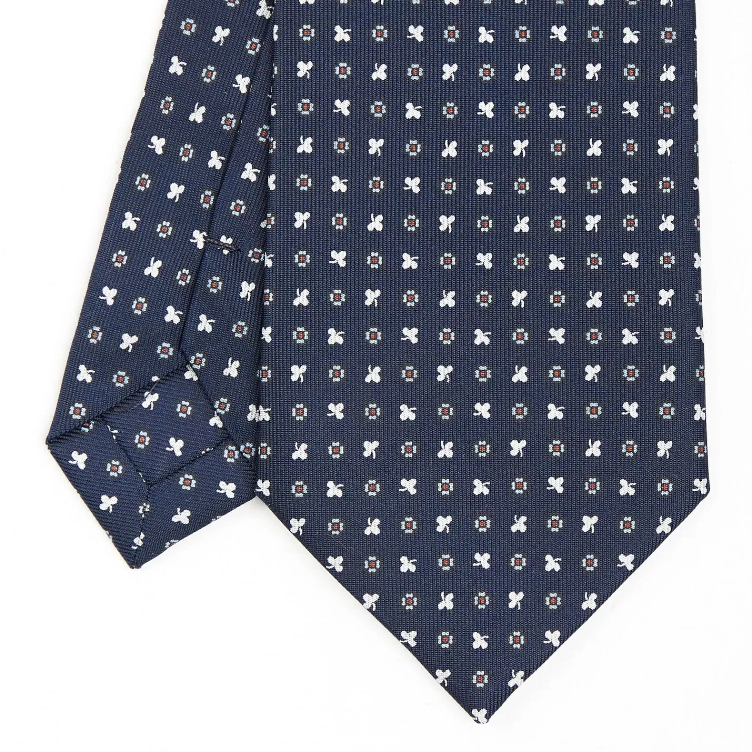 Dark Blue Sartorial Classic Silk Tie - Small Flower Designs>E.Marinella Cheap
