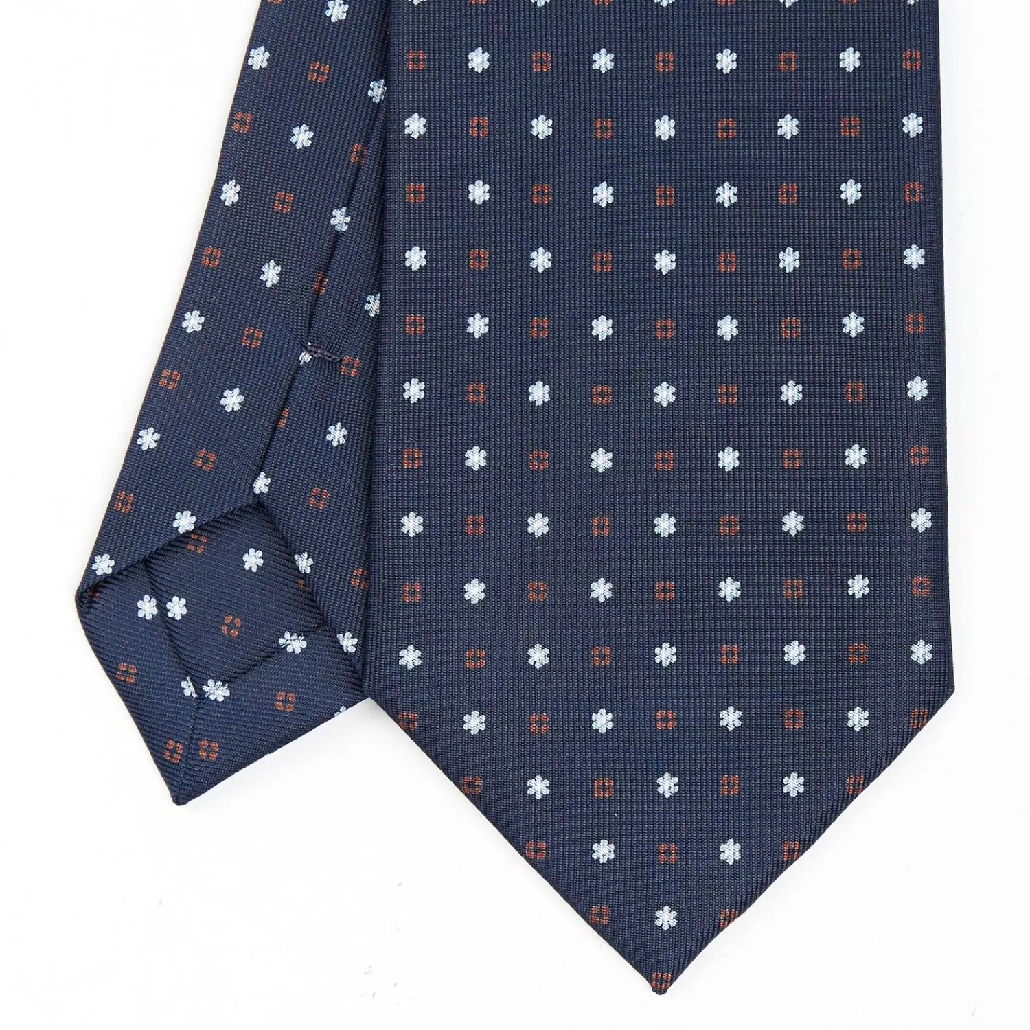 Dark Blue Sartorial Classic Silk Tie - Small Flower Designs>E.Marinella Clearance