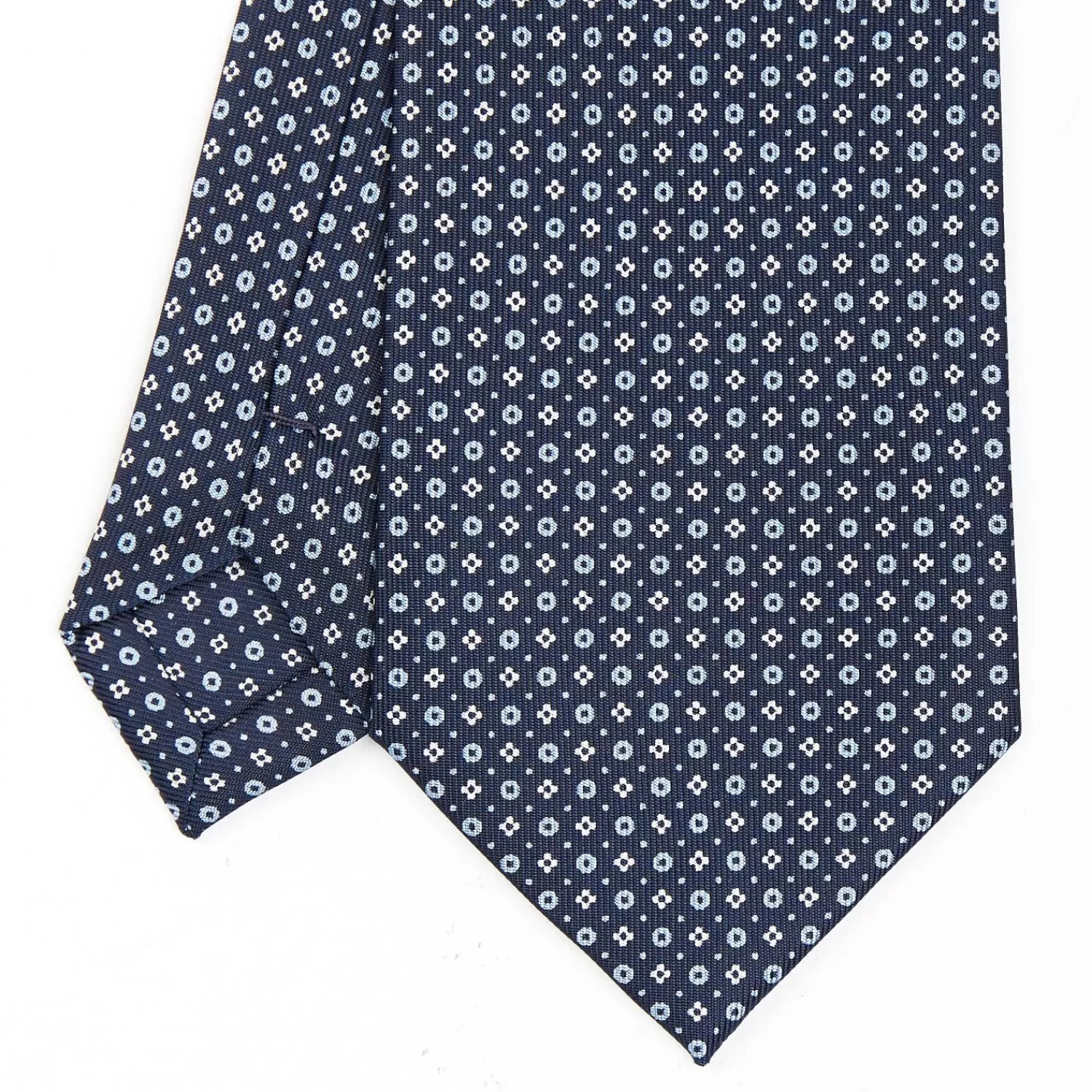 Dark Blue Sartorial Classic Silk Tie - Small Flower Designs>E.Marinella Outlet