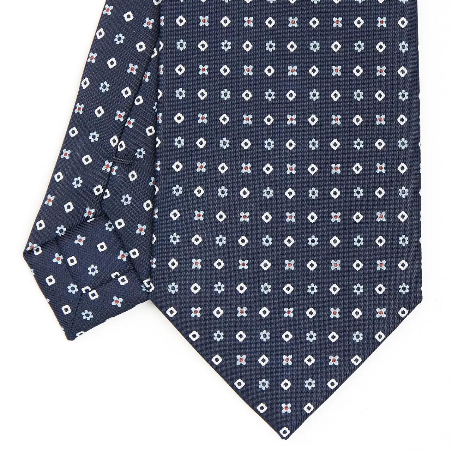 Dark Blue Sartorial Classic Silk Tie - Small Flower Designs>E.Marinella Best
