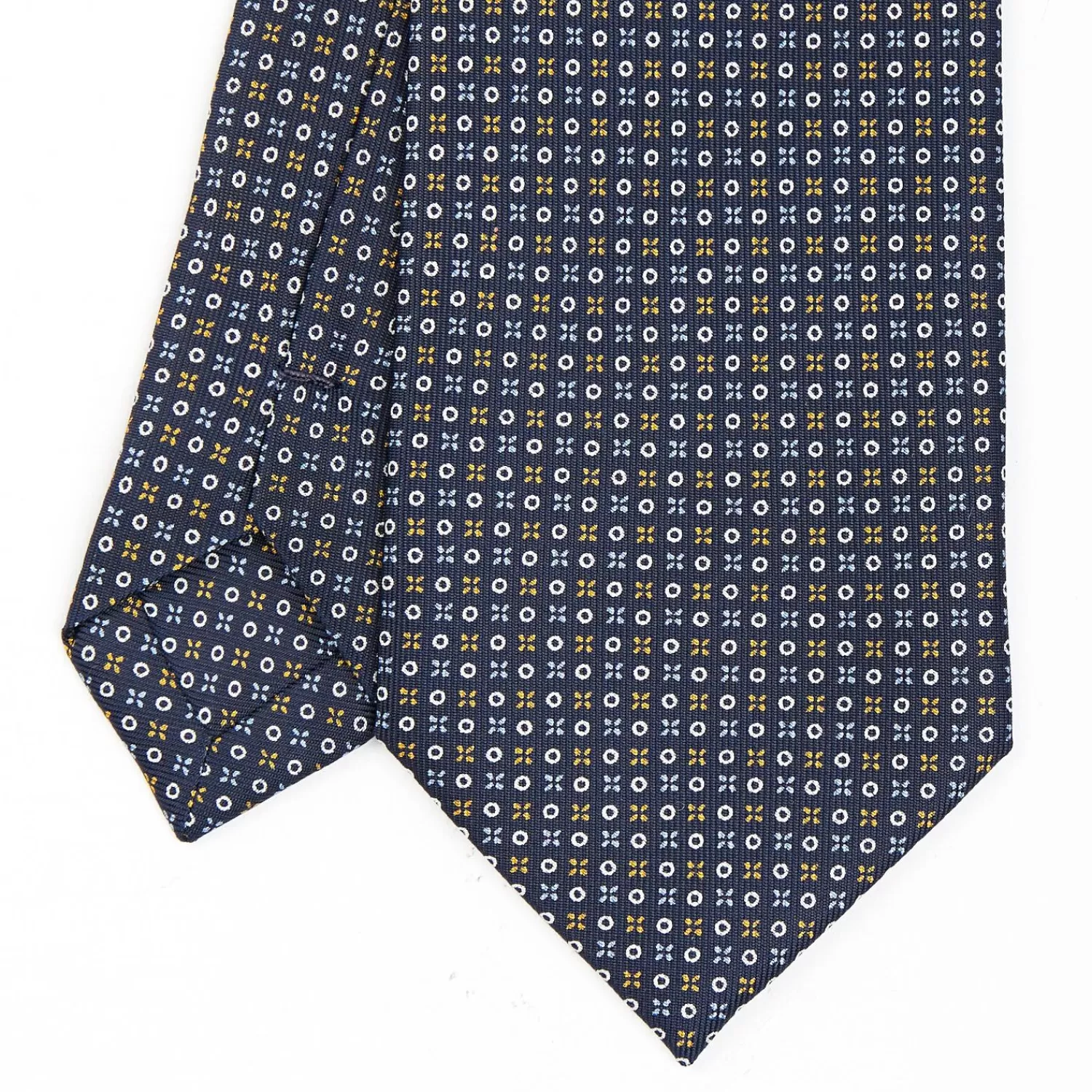 Dark Blue Sartorial Classic Silk Tie - Small Flower Designs>E.Marinella Flash Sale