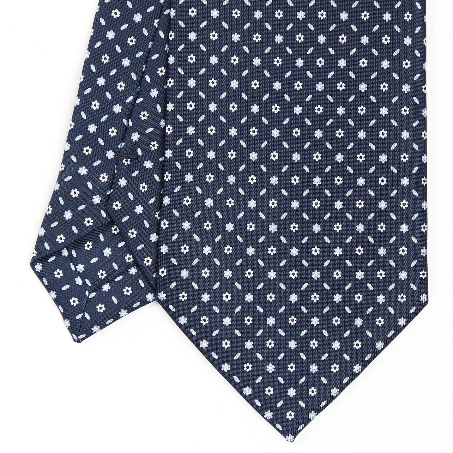 Dark Blue Sartorial Classic Silk Tie - Small Flower Designs>E.Marinella Clearance