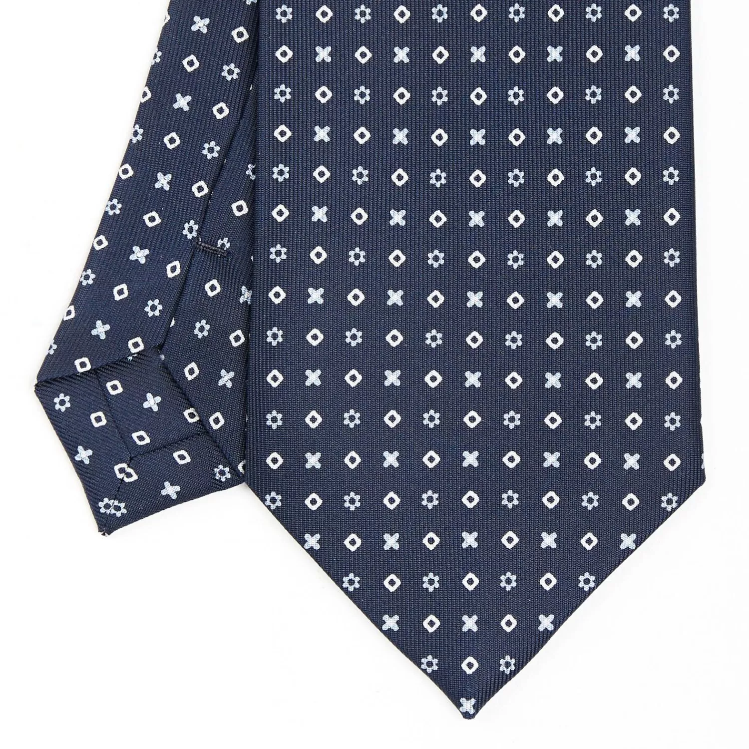 Dark Blue Sartorial Classic Silk Tie - Small Flower Designs>E.Marinella Flash Sale