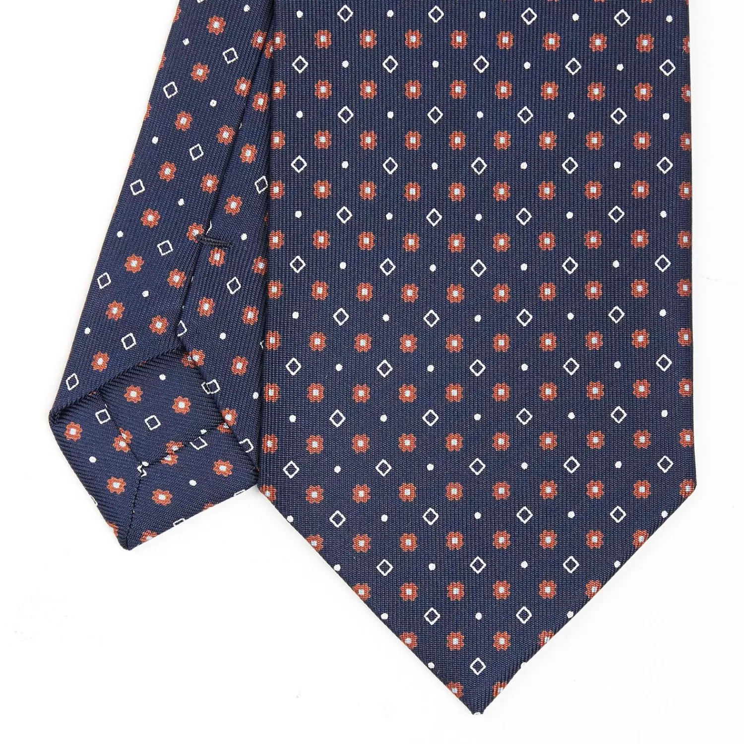 Dark Blue Sartorial Classic Silk Tie - Small Flower Designs>E.Marinella Outlet
