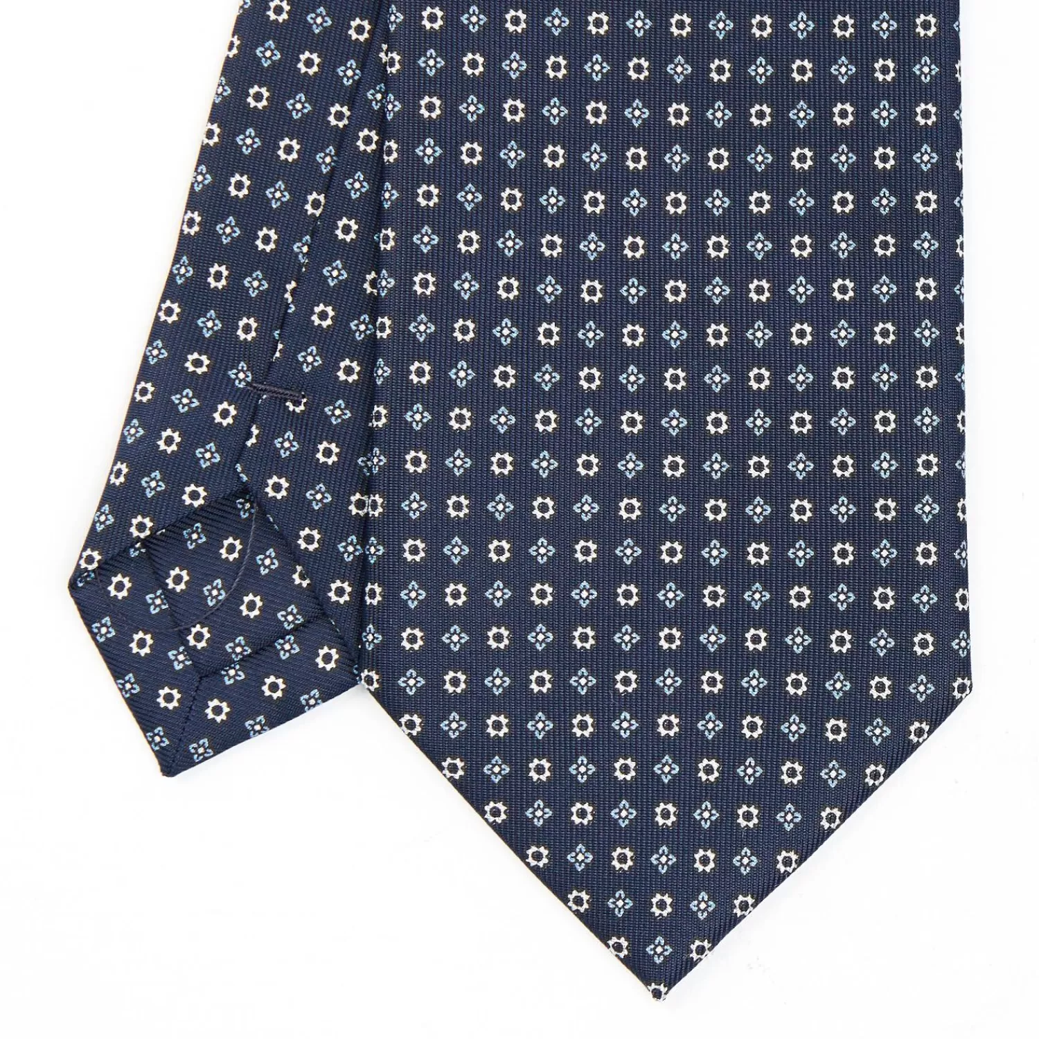 Dark Blue Sartorial Classic Silk Tie - Small Flower Designs>E.Marinella New