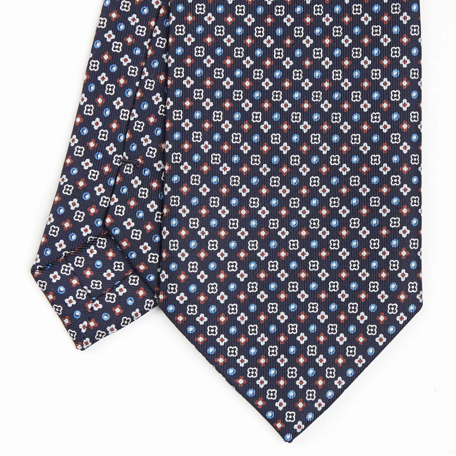 Dark Blue Sartorial Classic Silk Tie - Small Flower Designs>E.Marinella Clearance