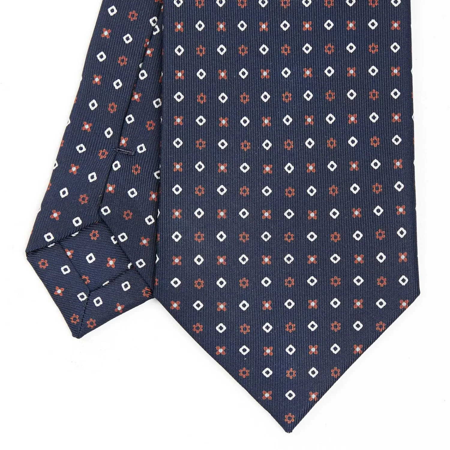 Dark Blue Sartorial Classic Silk Tie - Small Flower Designs>E.Marinella New