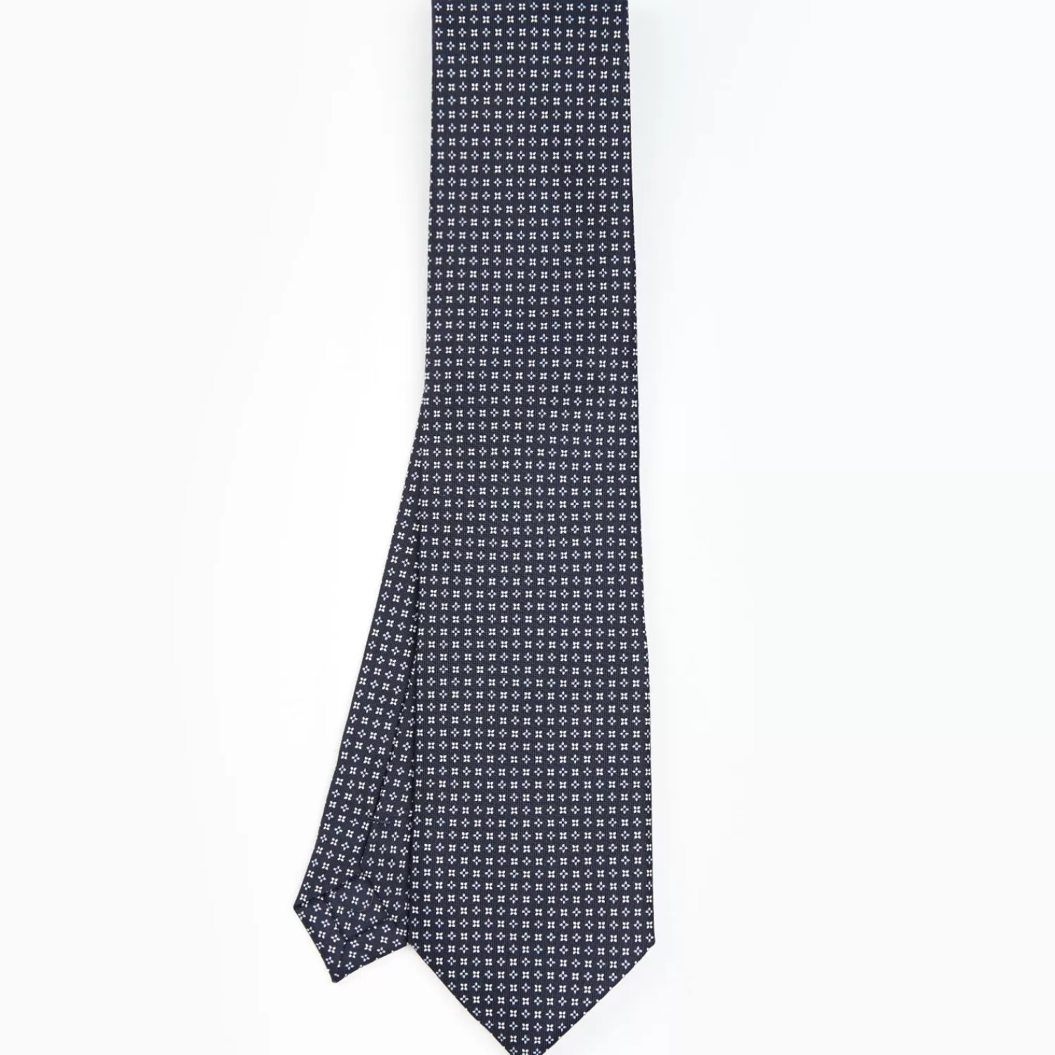 Dark Blue Sartorial Classic Silk Tie - Small Flower Designs>E.Marinella Online