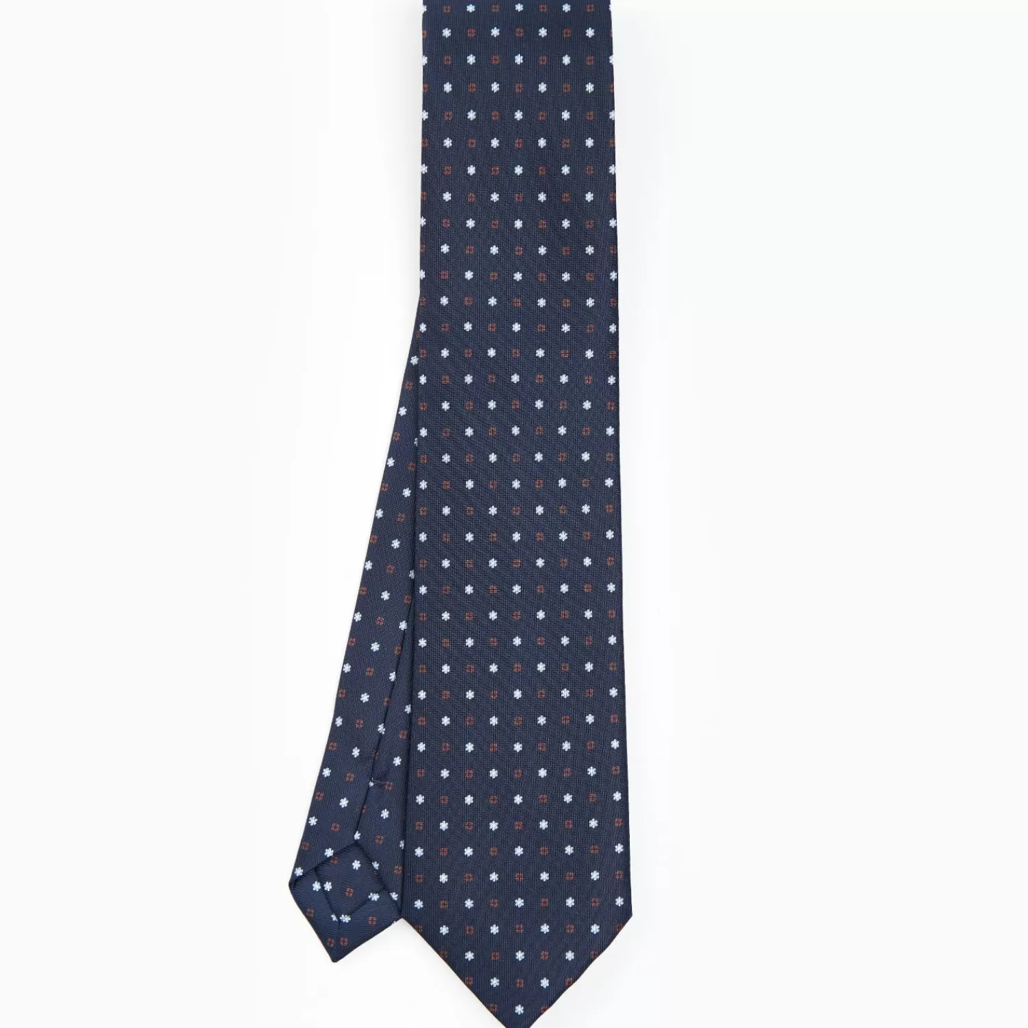 Dark Blue Sartorial Classic Silk Tie - Small Flower Designs>E.Marinella Clearance