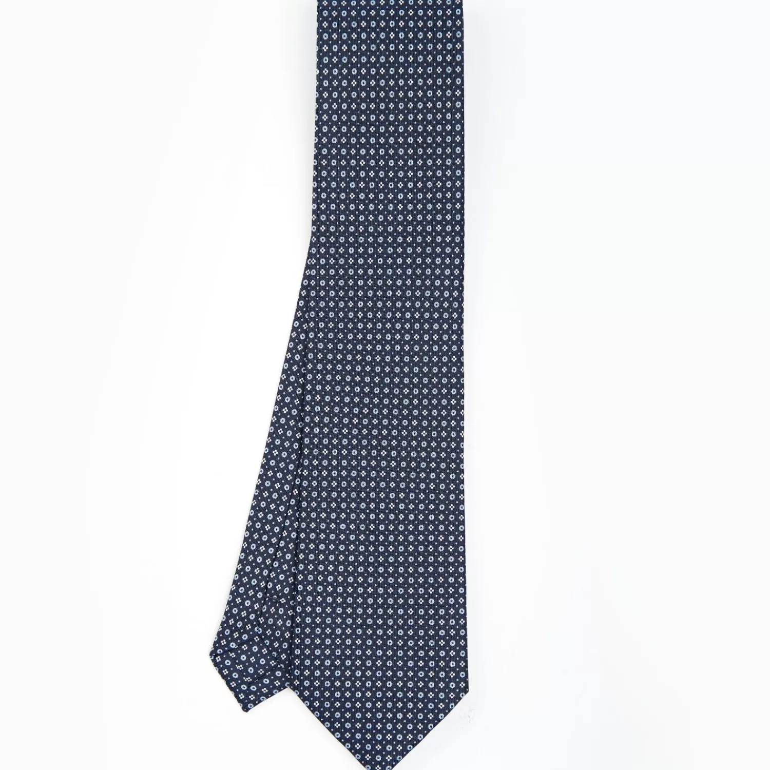 Dark Blue Sartorial Classic Silk Tie - Small Flower Designs>E.Marinella Outlet