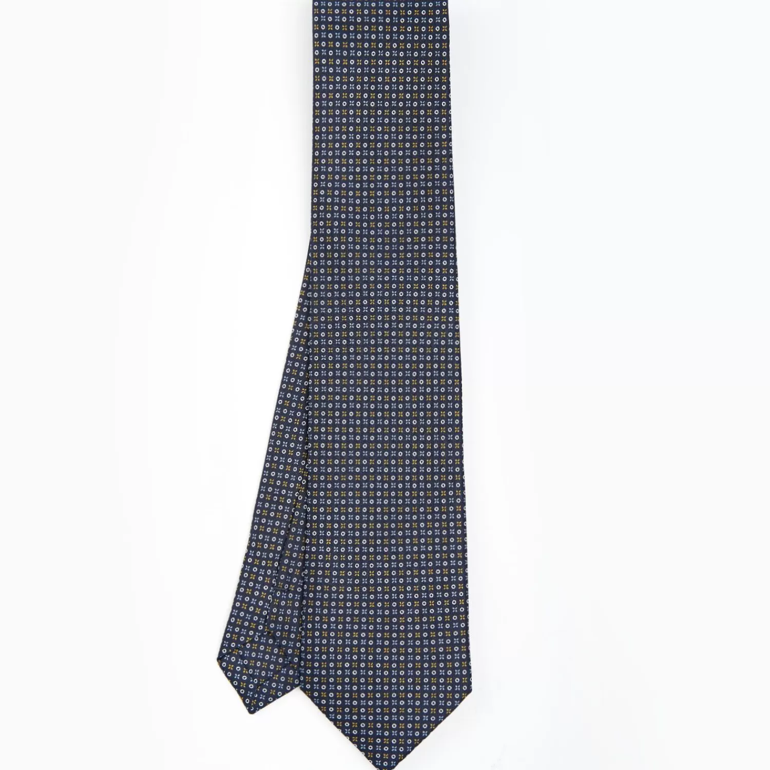 Dark Blue Sartorial Classic Silk Tie - Small Flower Designs>E.Marinella Flash Sale