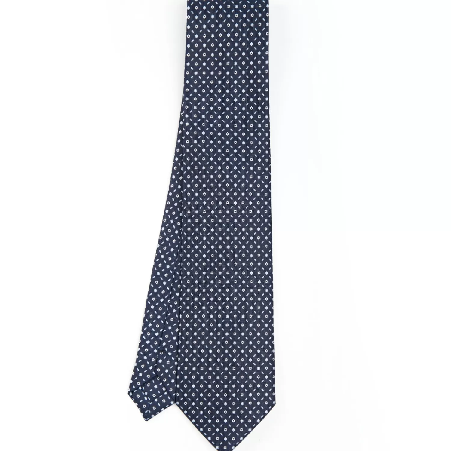 Dark Blue Sartorial Classic Silk Tie - Small Flower Designs>E.Marinella Clearance