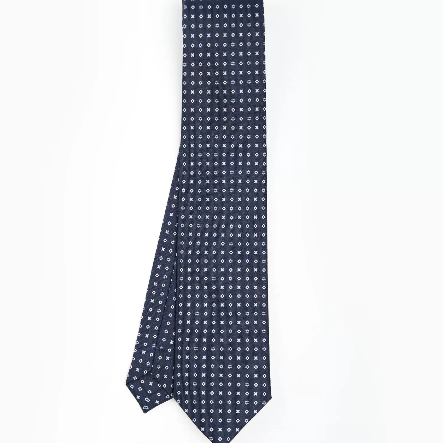 Dark Blue Sartorial Classic Silk Tie - Small Flower Designs>E.Marinella Flash Sale