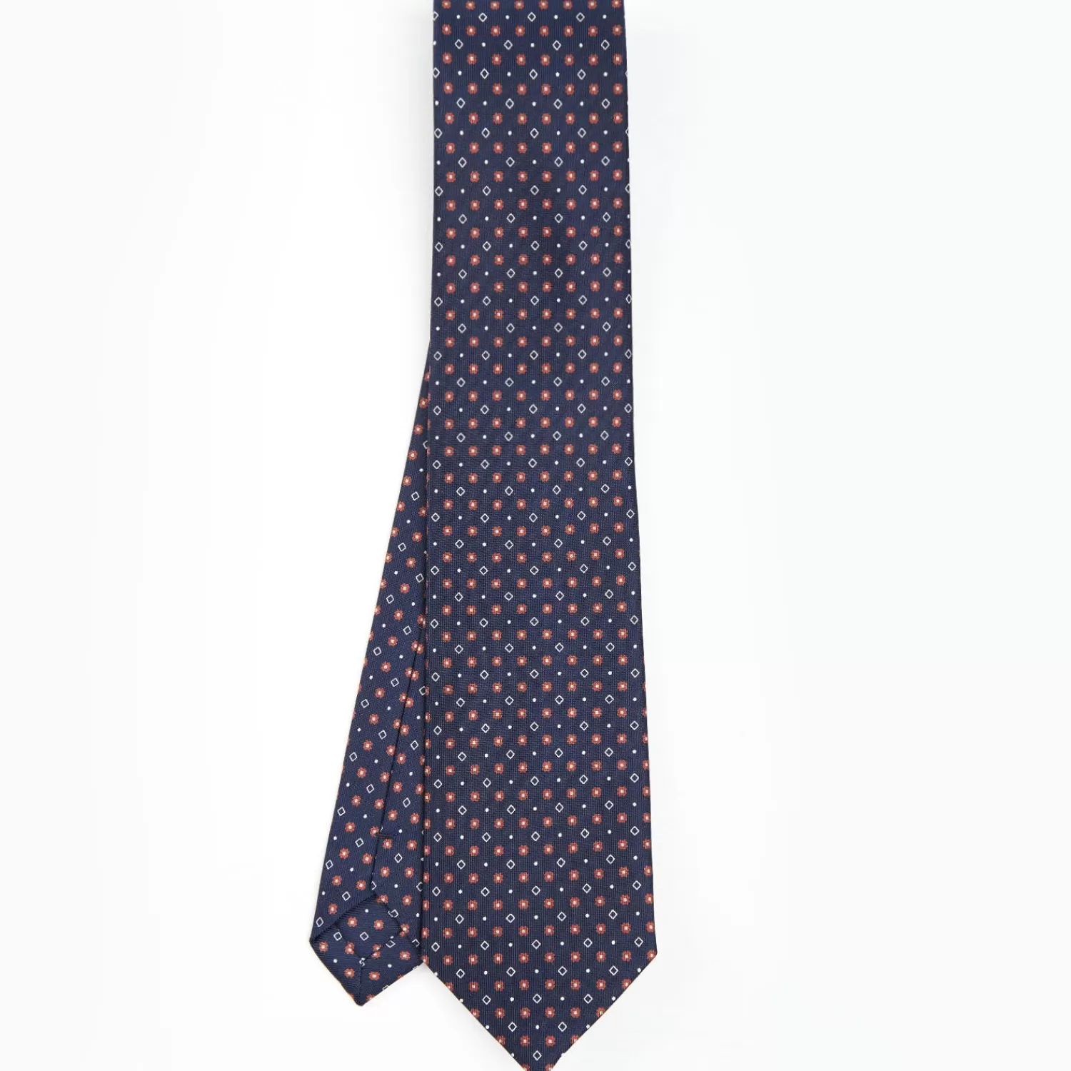 Dark Blue Sartorial Classic Silk Tie - Small Flower Designs>E.Marinella Outlet