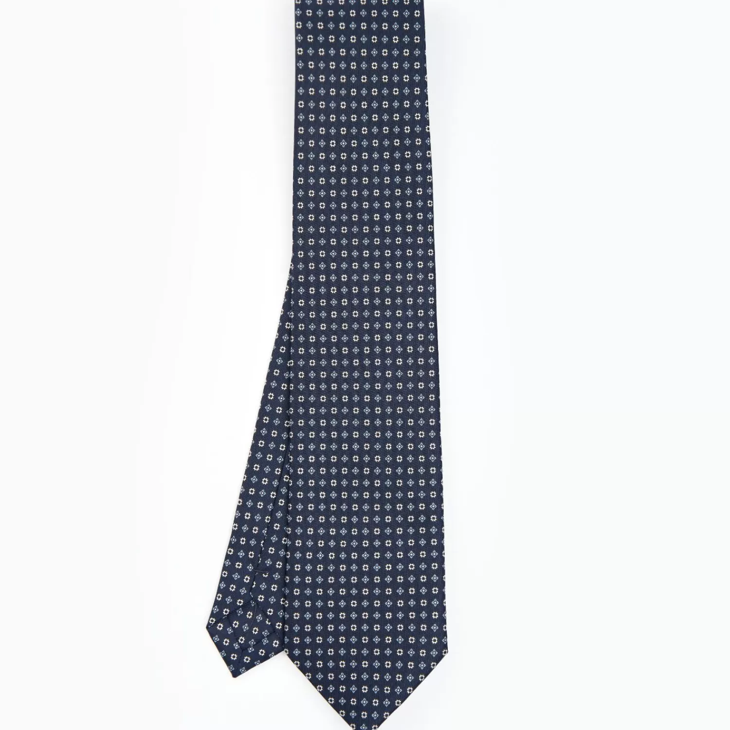 Dark Blue Sartorial Classic Silk Tie - Small Flower Designs>E.Marinella New