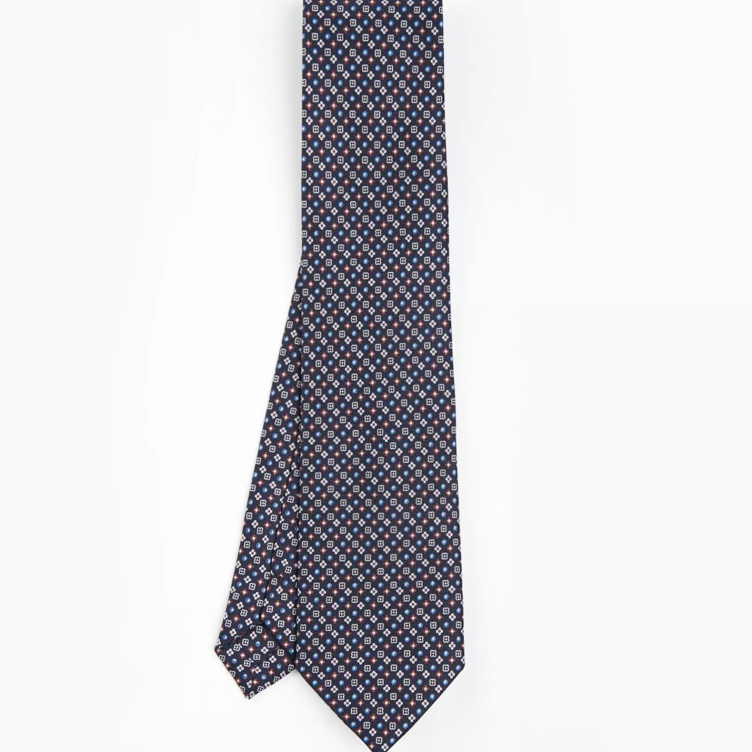 Dark Blue Sartorial Classic Silk Tie - Small Flower Designs>E.Marinella Clearance