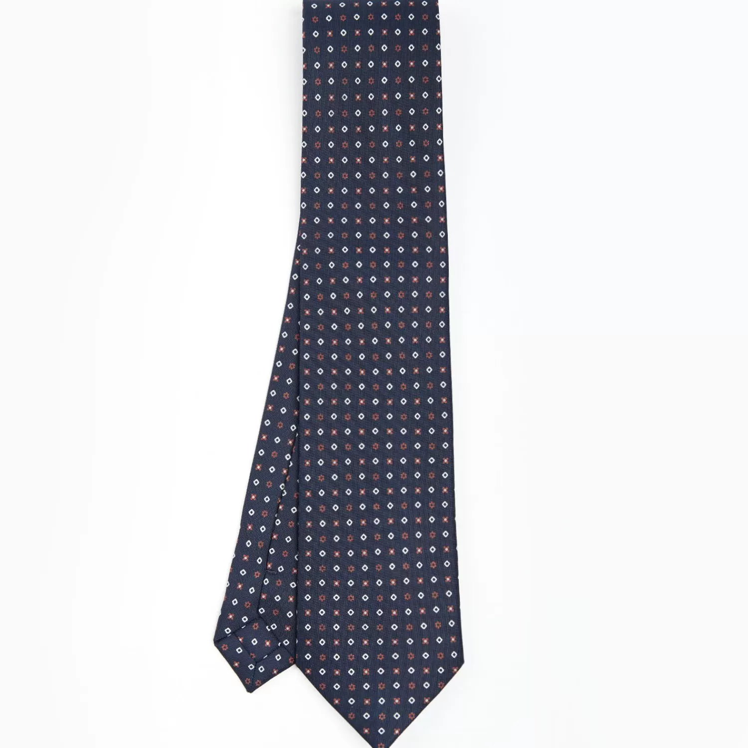 Dark Blue Sartorial Classic Silk Tie - Small Flower Designs>E.Marinella New