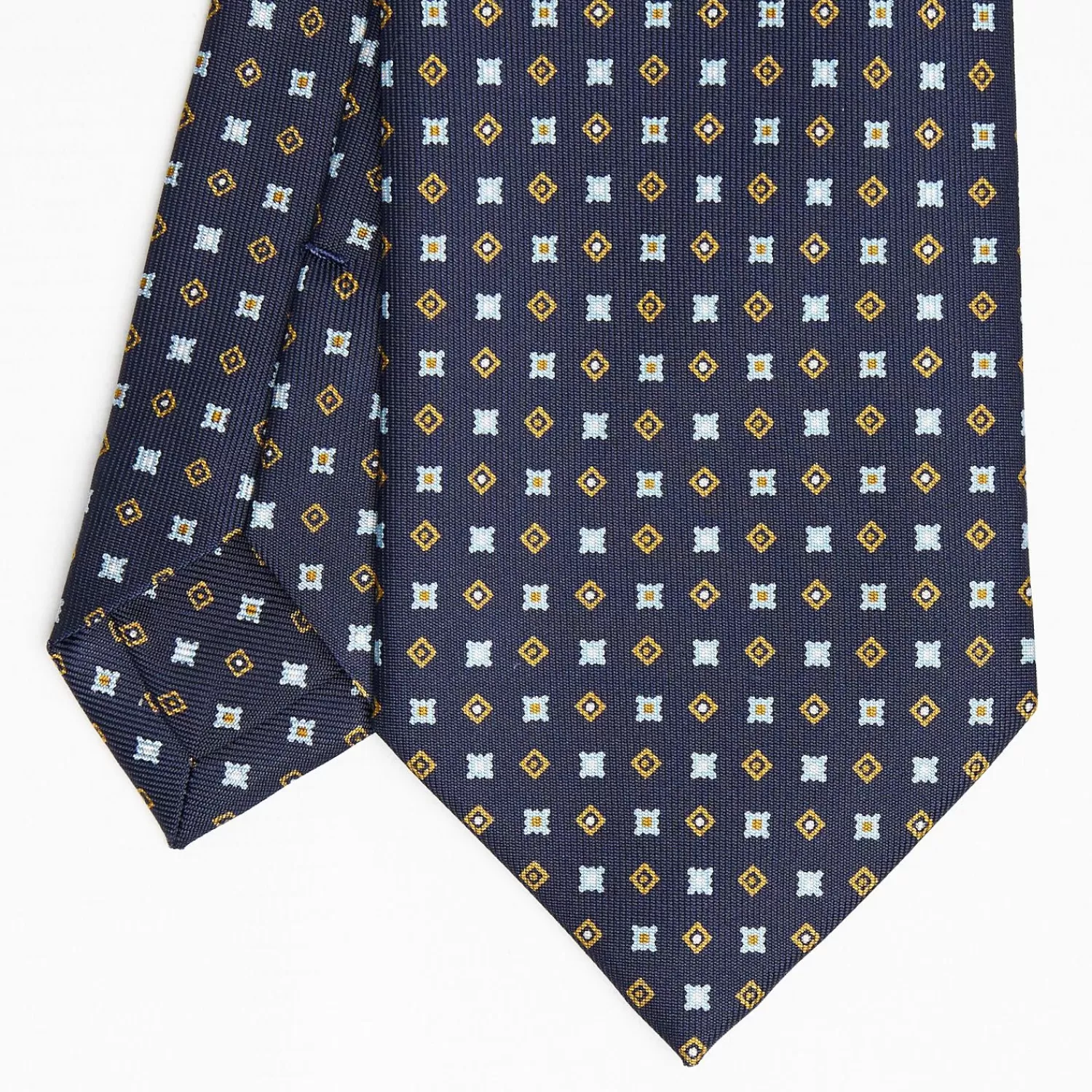 Dark Blue Sartorial Classic Silk Tie - Small Flower Pattern>E.Marinella Discount