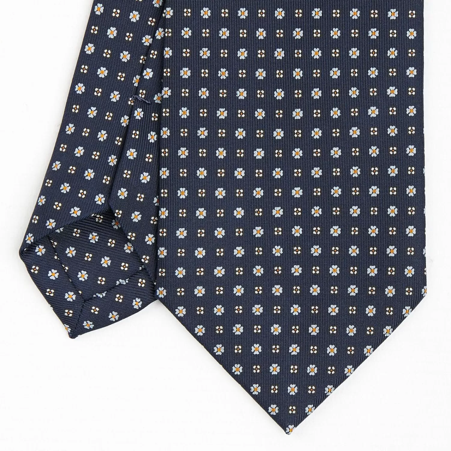 Dark Blue Sartorial Classic Silk Tie - Small Flower Pattern>E.Marinella Cheap