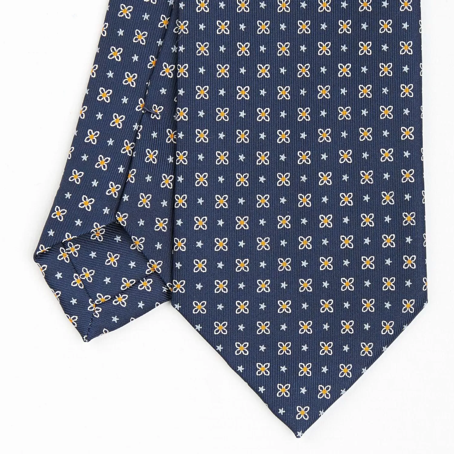Dark Blue Sartorial Classic Silk Tie - Small Flower Pattern>E.Marinella Shop