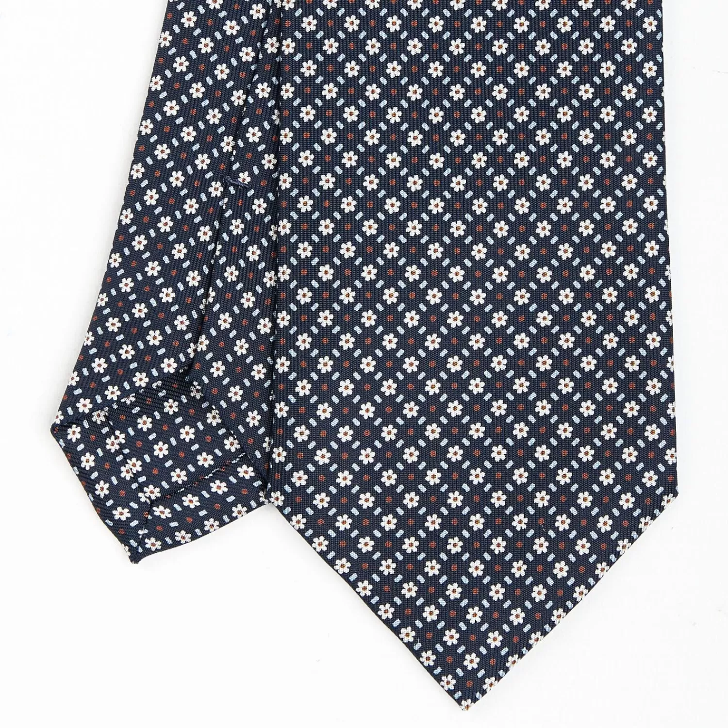 Dark Blue Sartorial Classic Silk Tie - Small Flower Pattern>E.Marinella Store