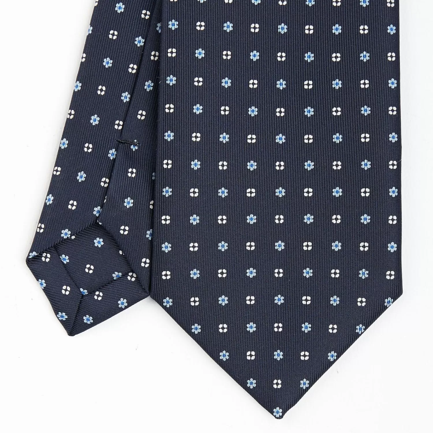 Dark Blue Sartorial Classic Silk Tie - Small Flower Pattern>E.Marinella Hot