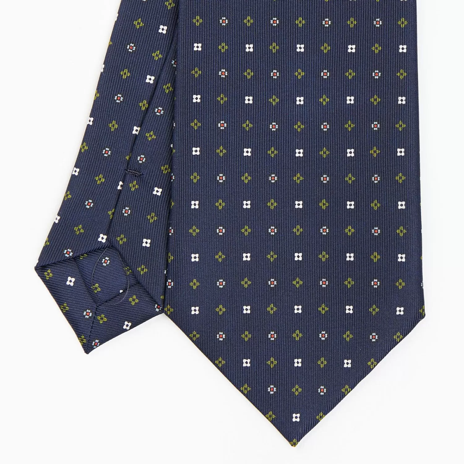 Dark Blue Sartorial Classic Silk Tie - Small Flower Pattern>E.Marinella Fashion