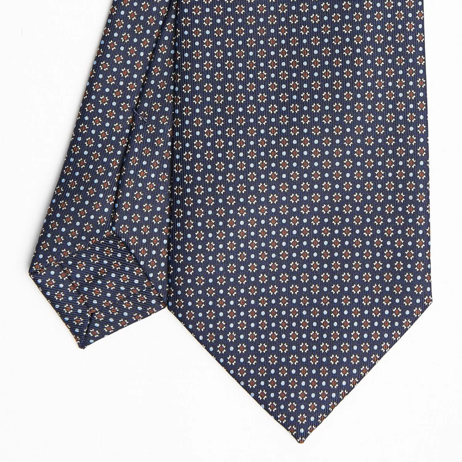 Dark Blue Sartorial Classic Silk Tie - Small Flower Pattern>E.Marinella Flash Sale