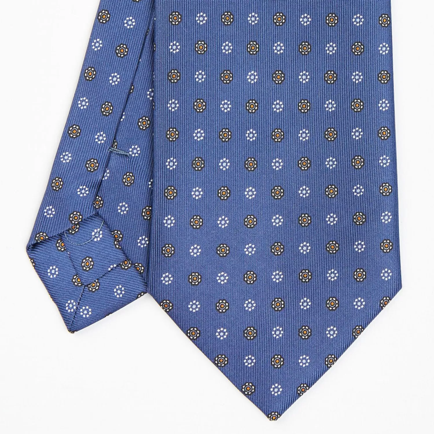 Dark Blue Sartorial Classic Silk Tie - Small Flower Pattern>E.Marinella Best Sale