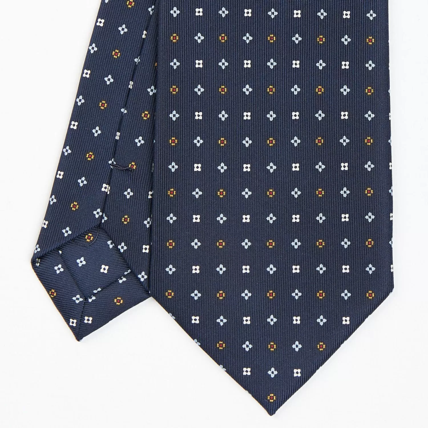 Dark Blue Sartorial Classic Silk Tie - Small Flower Pattern>E.Marinella Flash Sale