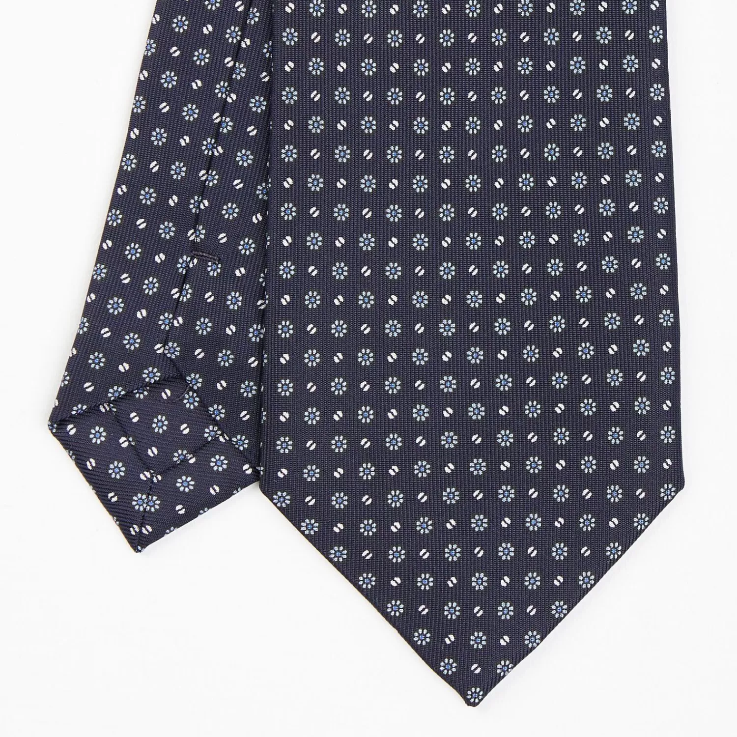 Dark Blue Sartorial Classic Silk Tie - Small Flower Pattern>E.Marinella Cheap