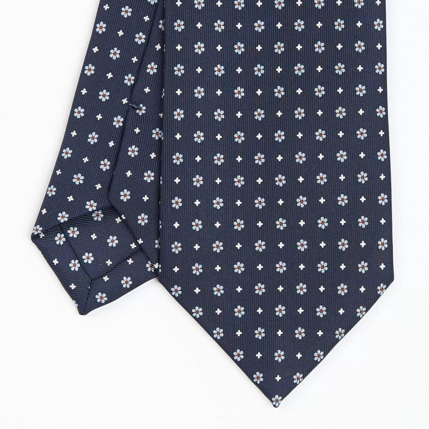 Dark Blue Sartorial Classic Silk Tie - Small Flower Pattern>E.Marinella Cheap
