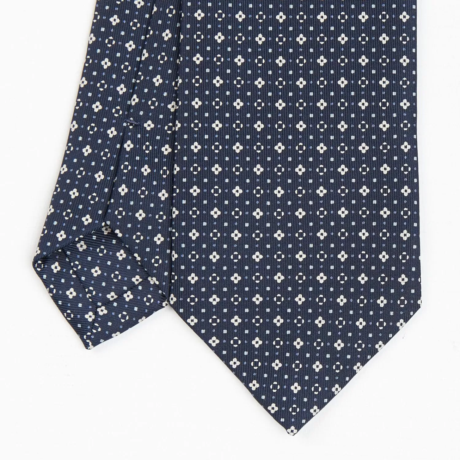 Dark Blue Sartorial Classic Silk Tie - Small Flower Pattern>E.Marinella Fashion