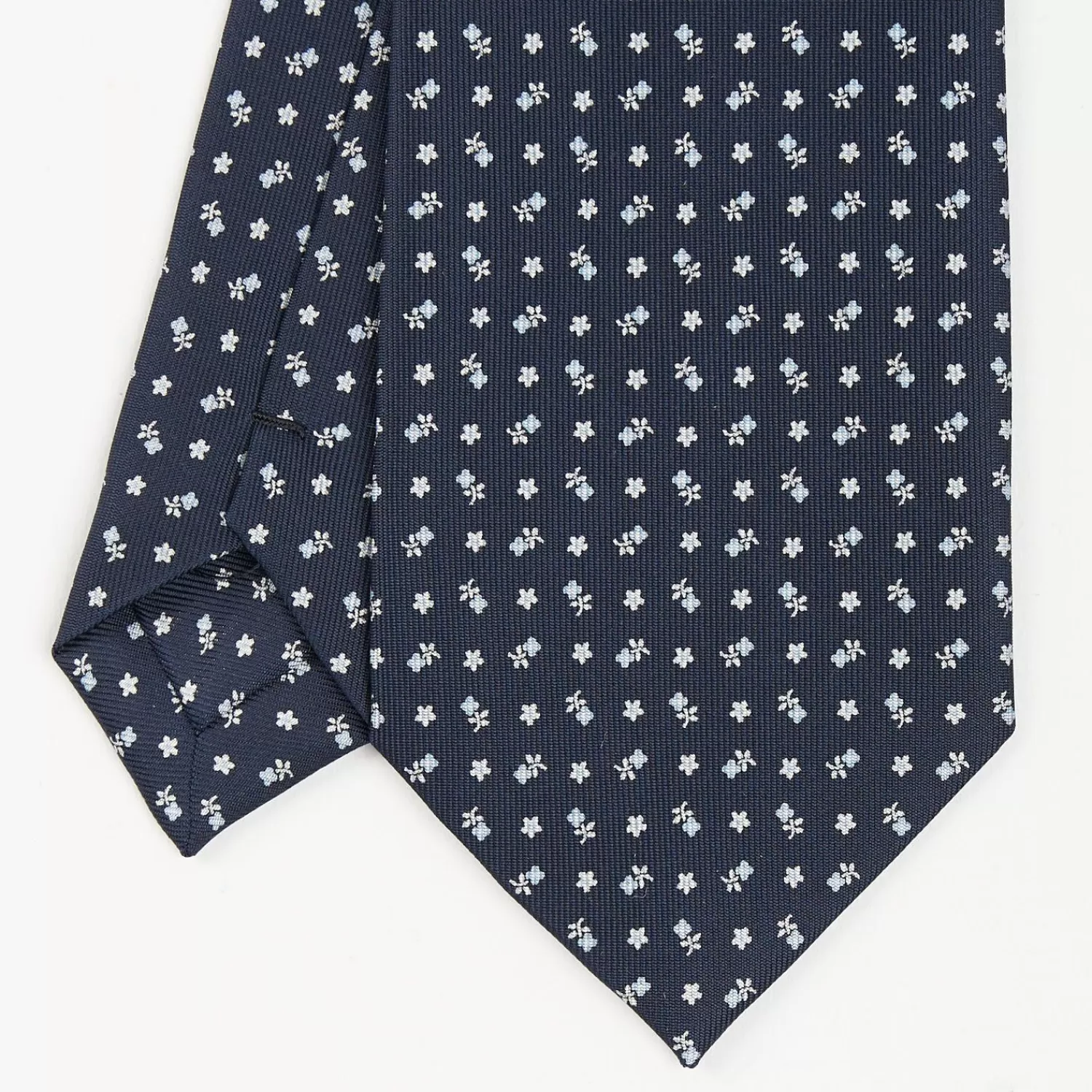 Dark Blue Sartorial Classic Silk Tie - Small Flower Pattern>E.Marinella Clearance