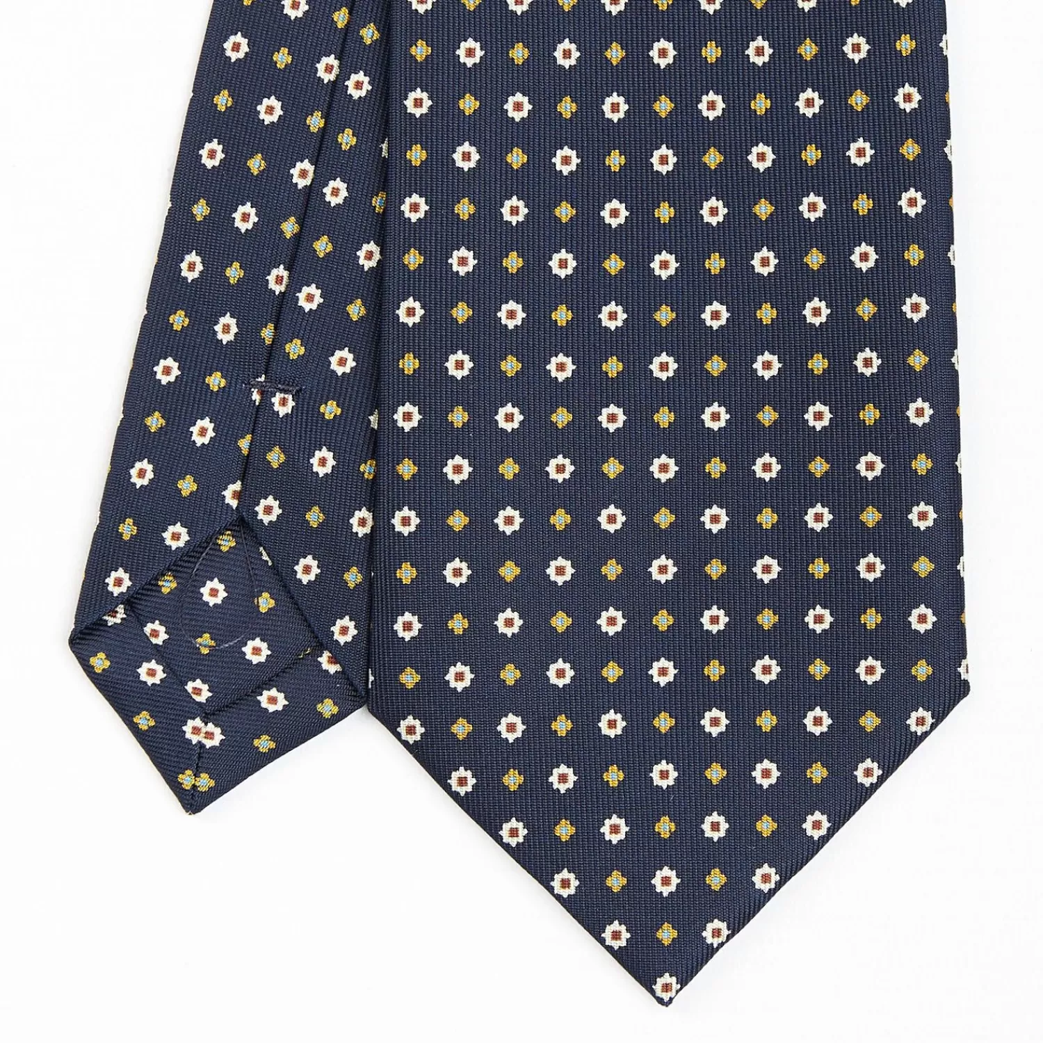 Dark Blue Sartorial Classic Silk Tie - Small Flower Pattern>E.Marinella Fashion