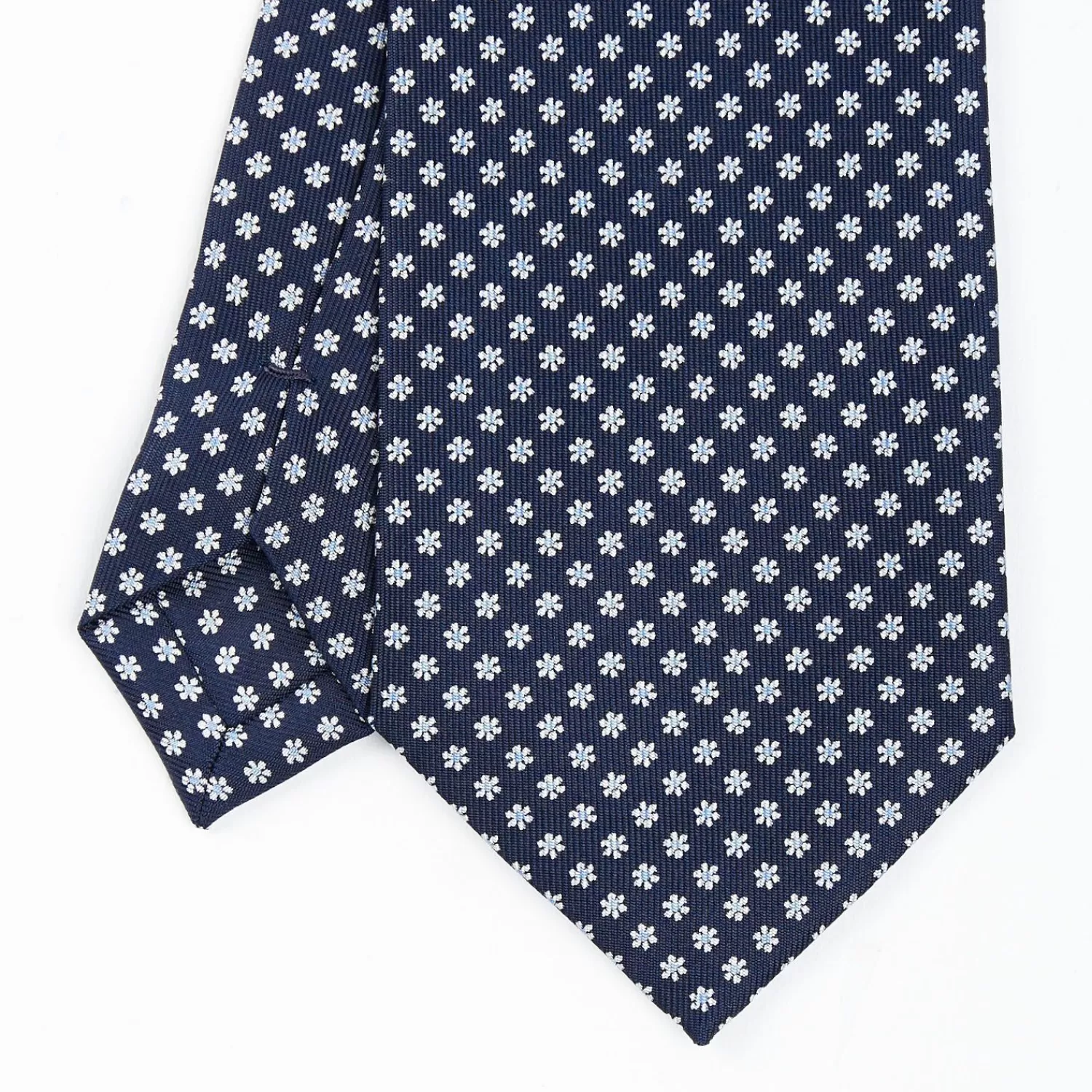 Dark Blue Sartorial Classic Silk Tie - Small Flower Pattern>E.Marinella New