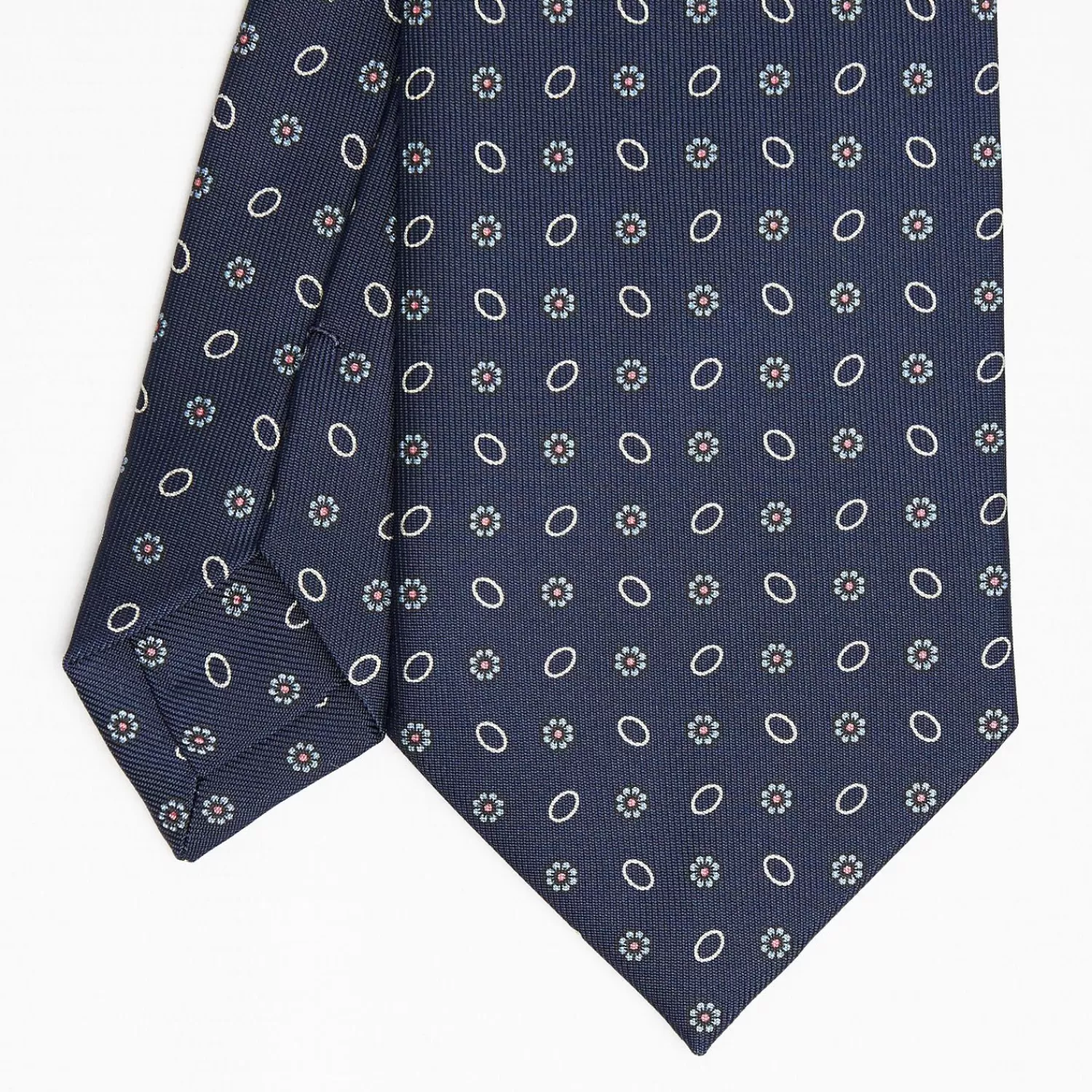 Dark Blue Sartorial Classic Silk Tie - Small Flower Pattern>E.Marinella Best Sale