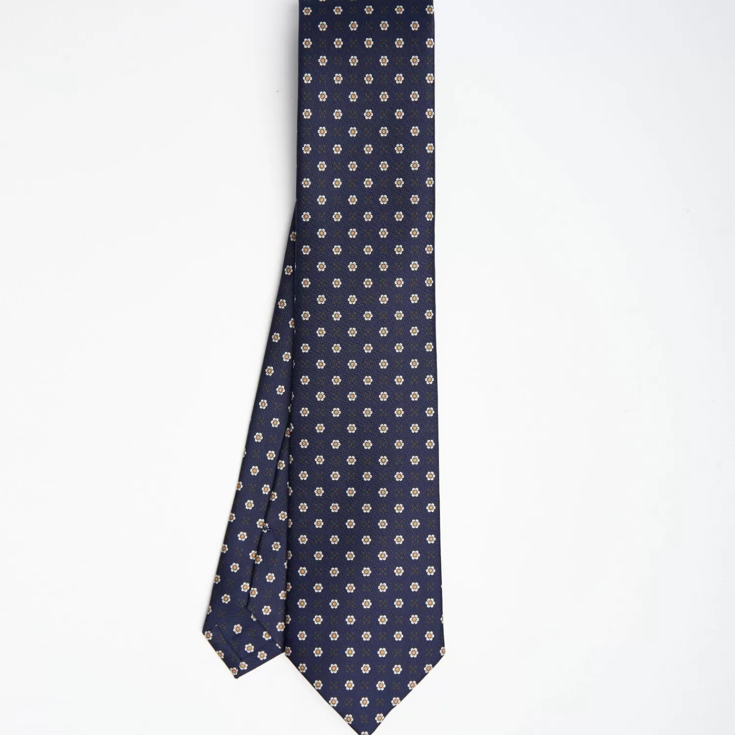 Dark Blue Sartorial Classic Silk Tie - Small Flower Pattern>E.Marinella Sale