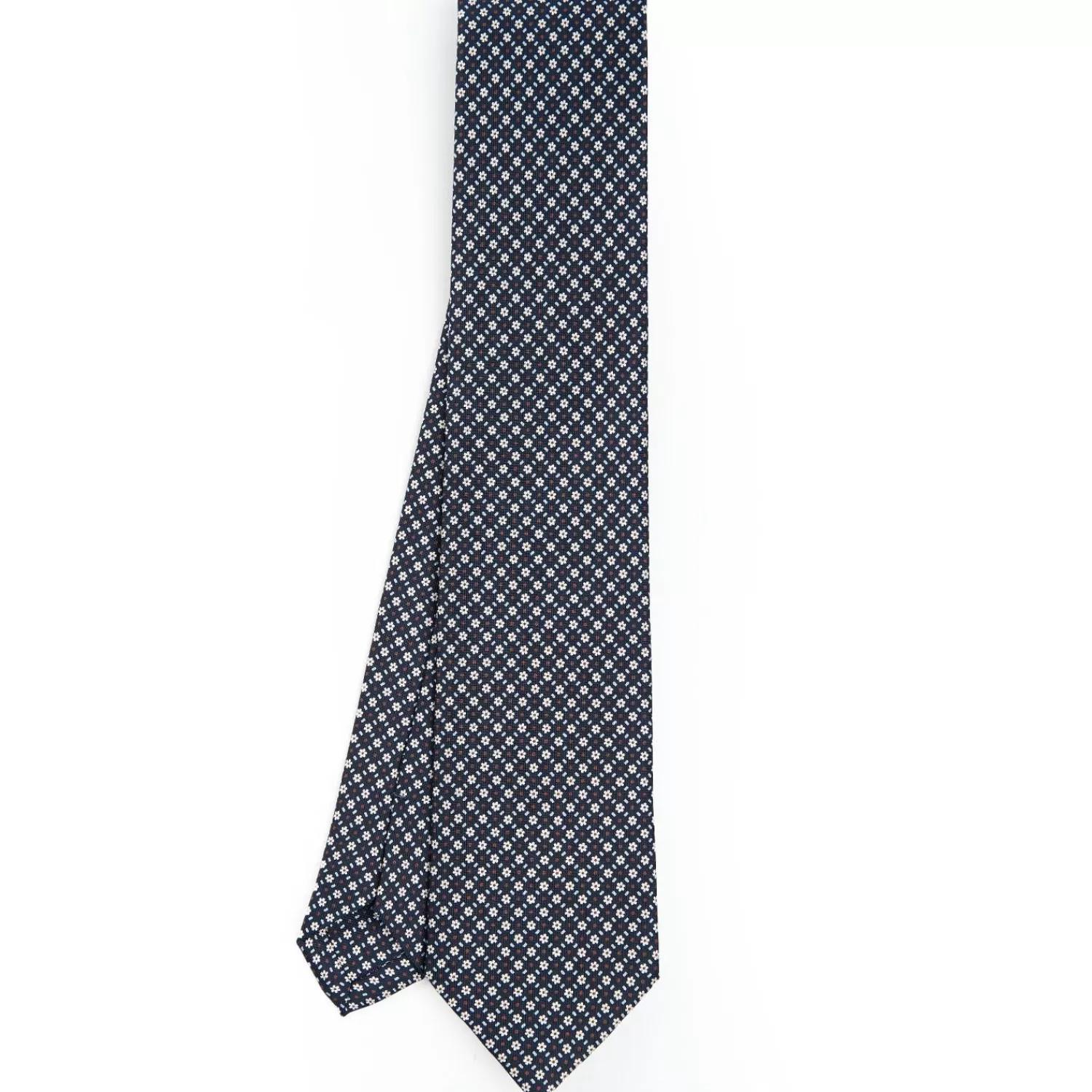 Dark Blue Sartorial Classic Silk Tie - Small Flower Pattern>E.Marinella Store