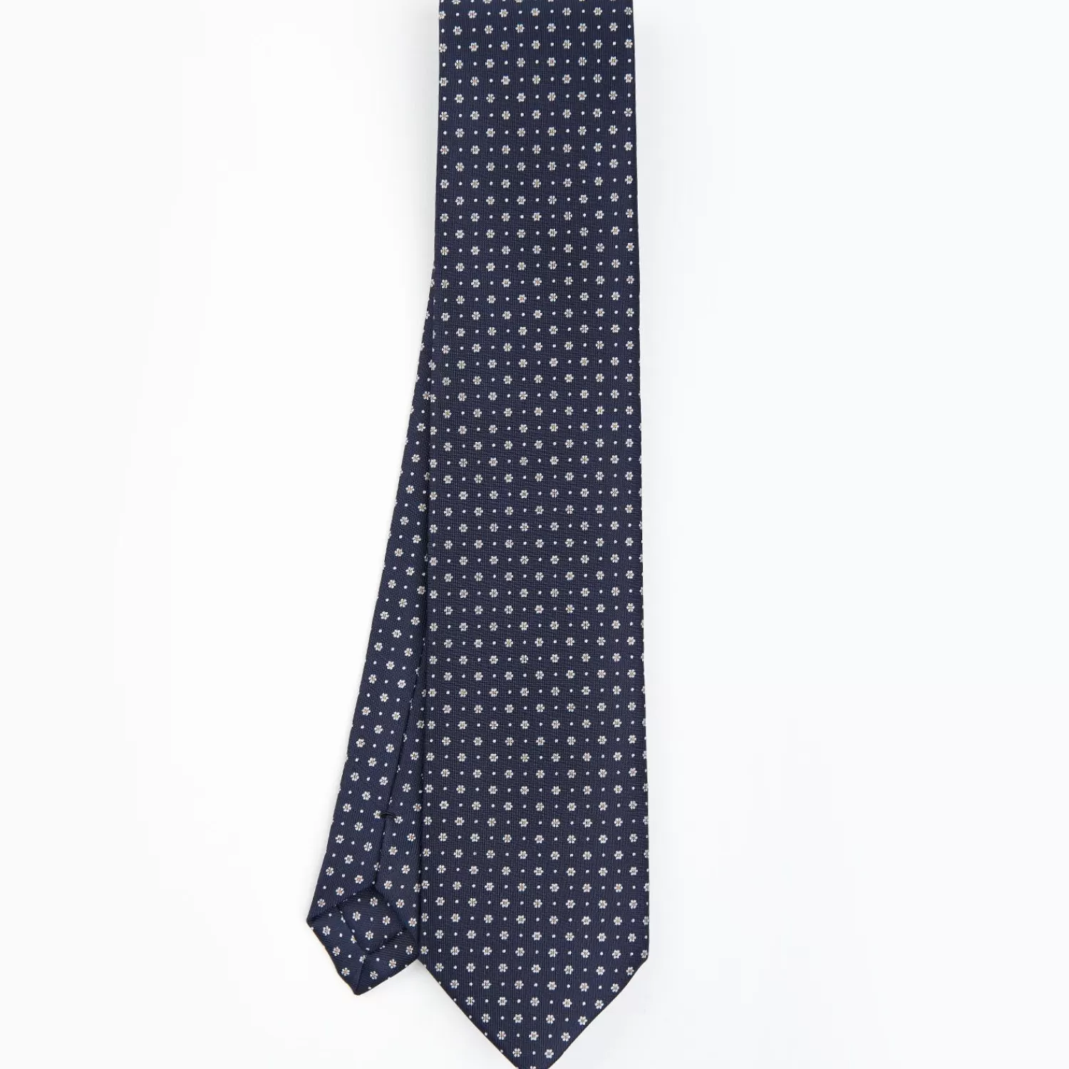 Dark Blue Sartorial Classic Silk Tie - Small Flower Pattern>E.Marinella Shop
