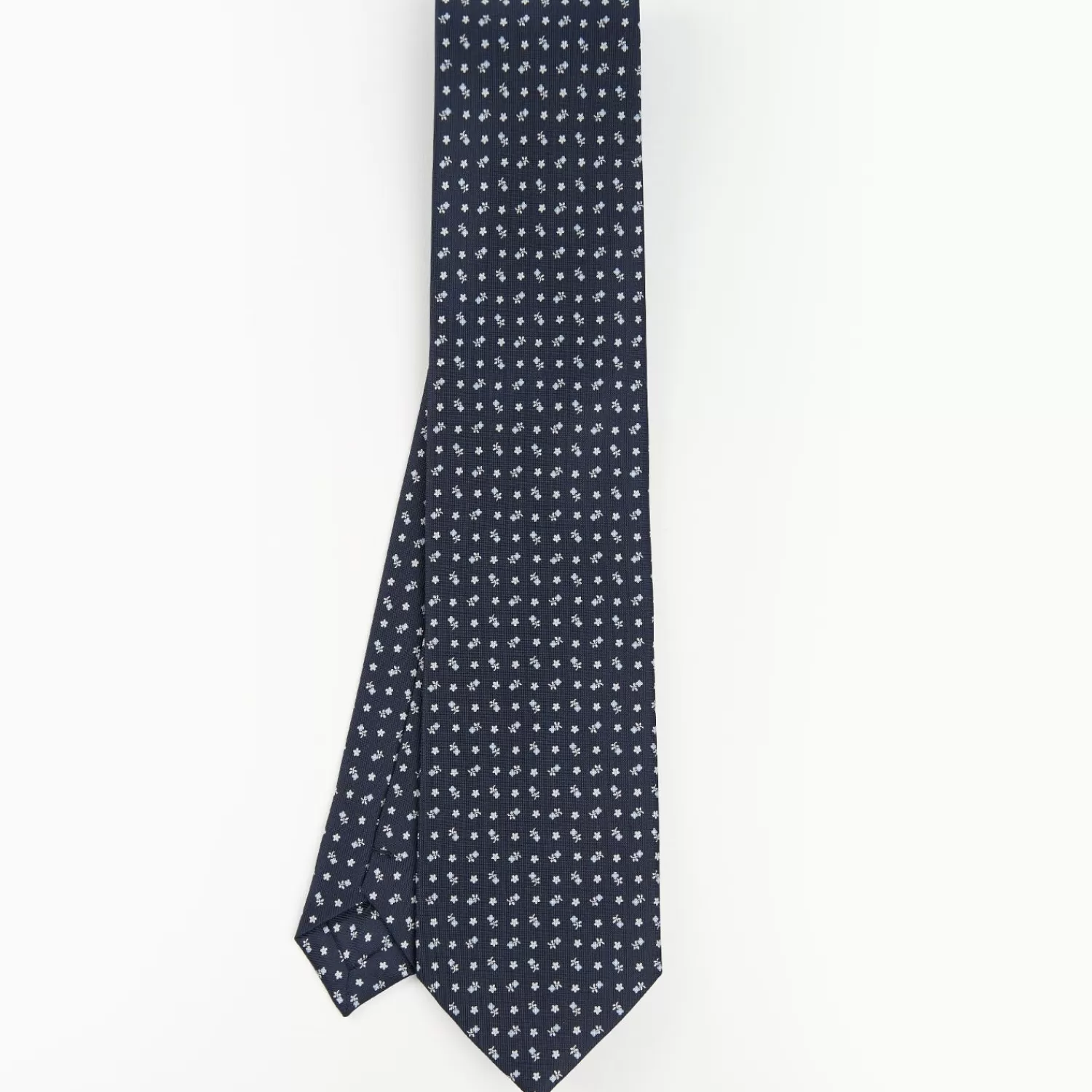 Dark Blue Sartorial Classic Silk Tie - Small Flower Pattern>E.Marinella Clearance