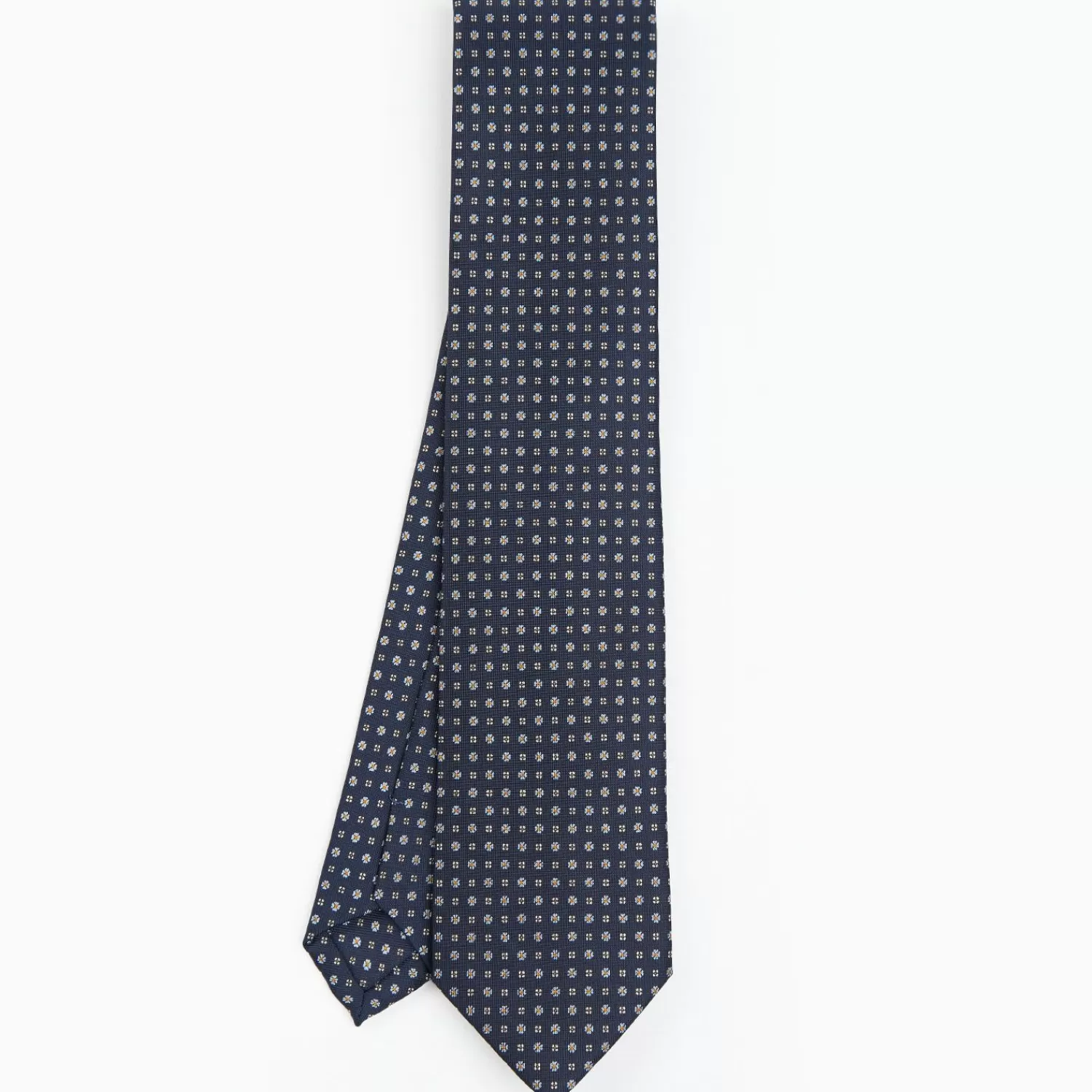 Dark Blue Sartorial Classic Silk Tie - Small Flower Pattern>E.Marinella Outlet