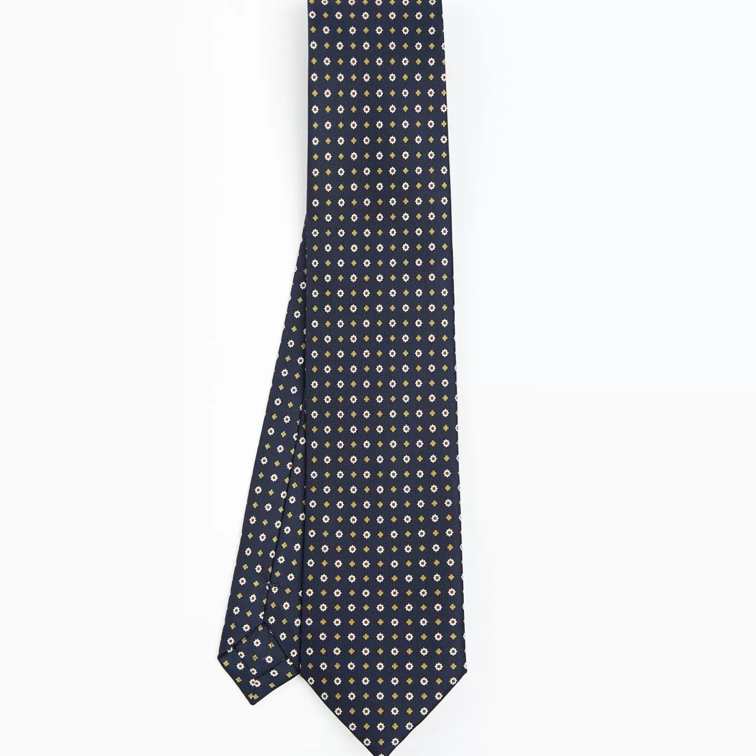 Dark Blue Sartorial Classic Silk Tie - Small Flower Pattern>E.Marinella Fashion