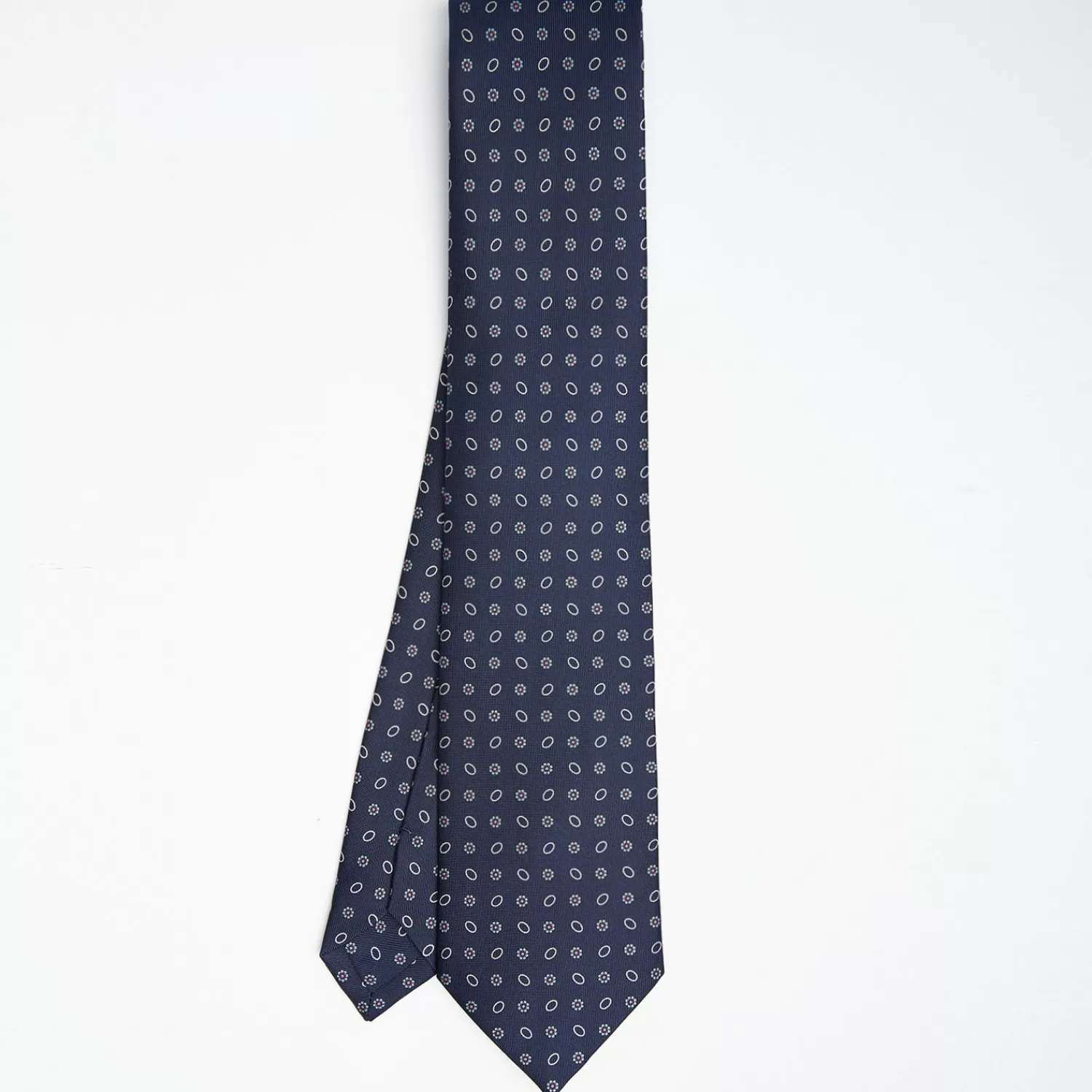 Dark Blue Sartorial Classic Silk Tie - Small Flower Pattern>E.Marinella Best Sale