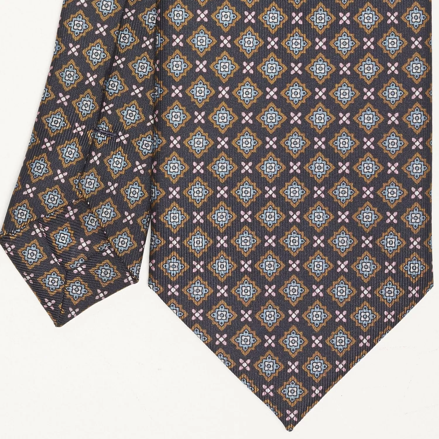 Dark Blue Sartorial Classic Silk Tie Large Flower Pattern>E.Marinella Online
