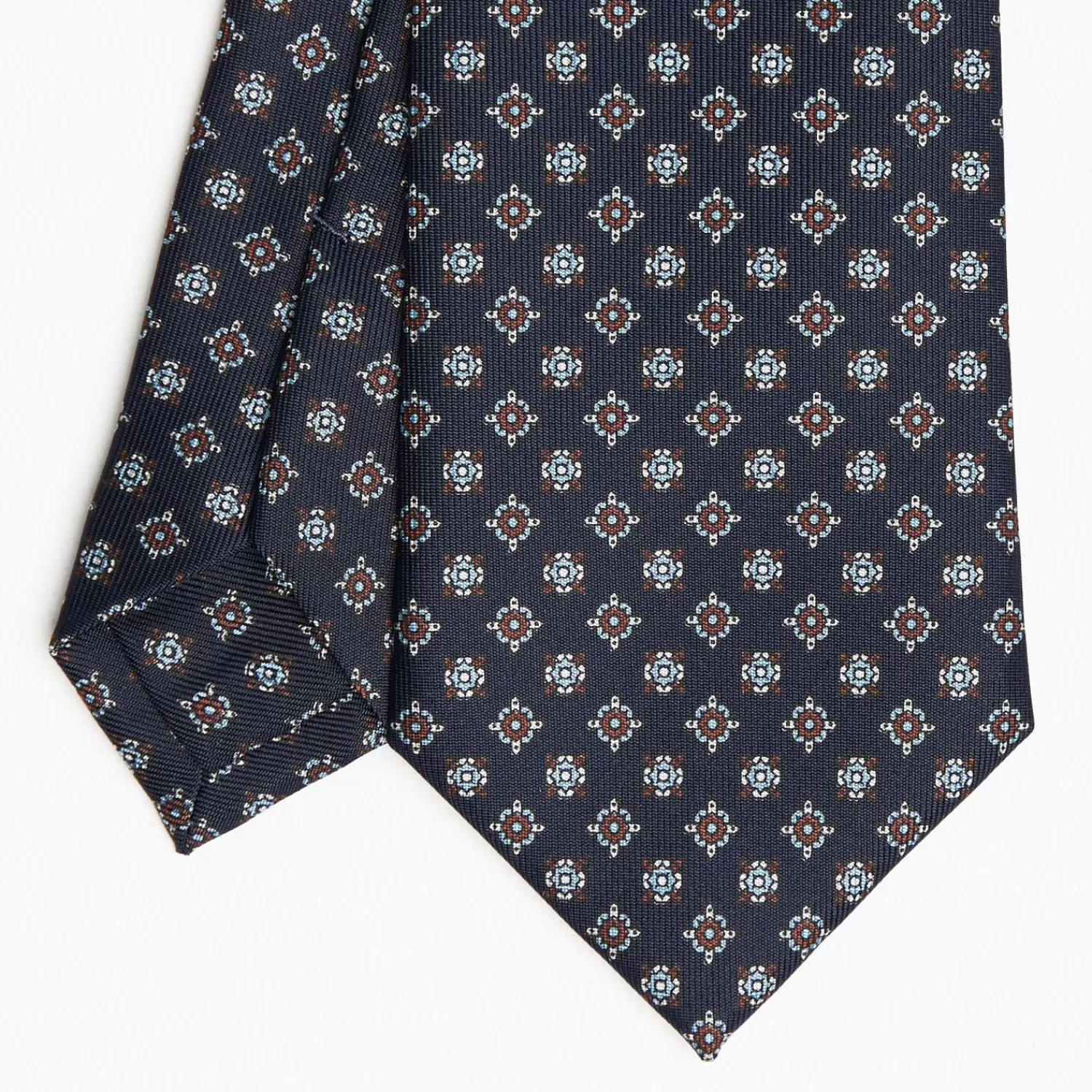 Dark Blue Sartorial Classic Silk Tie Large Flower Pattern>E.Marinella Best