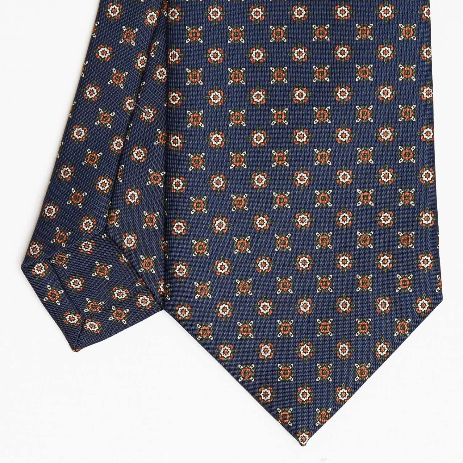 Dark Blue Sartorial Classic Silk Tie Large Flower Pattern>E.Marinella Hot